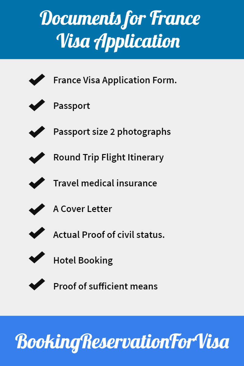 requirements to get tourist visa in france