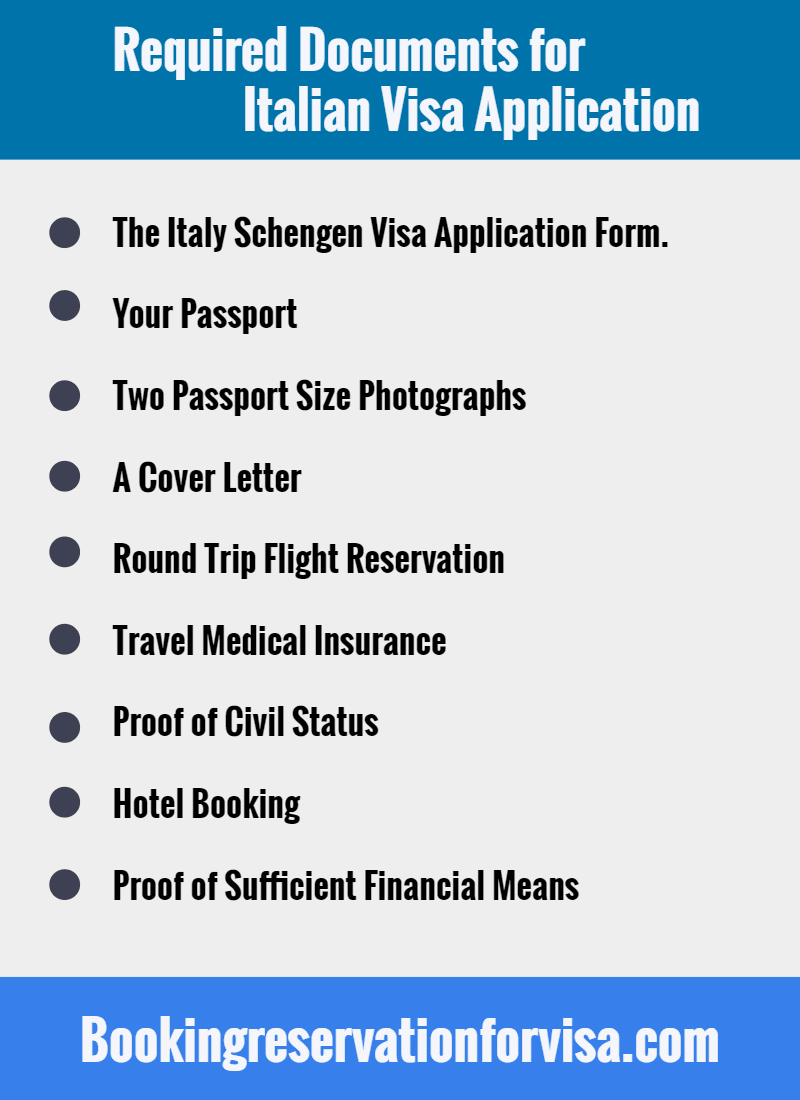documents required for italy tourist visa from dubai