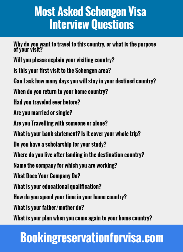 schengen tourist visa interview questions and answers