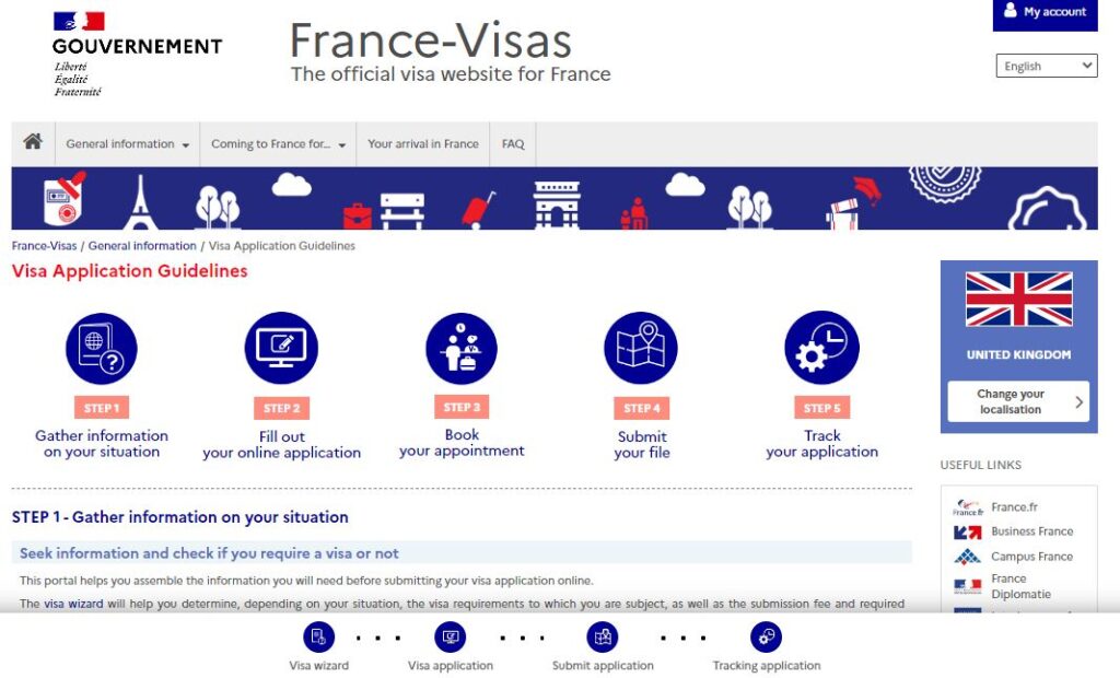 france visit visa application from uk