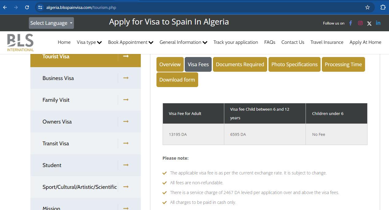 schengen-visa-application-fees-for-spain-from-algeria