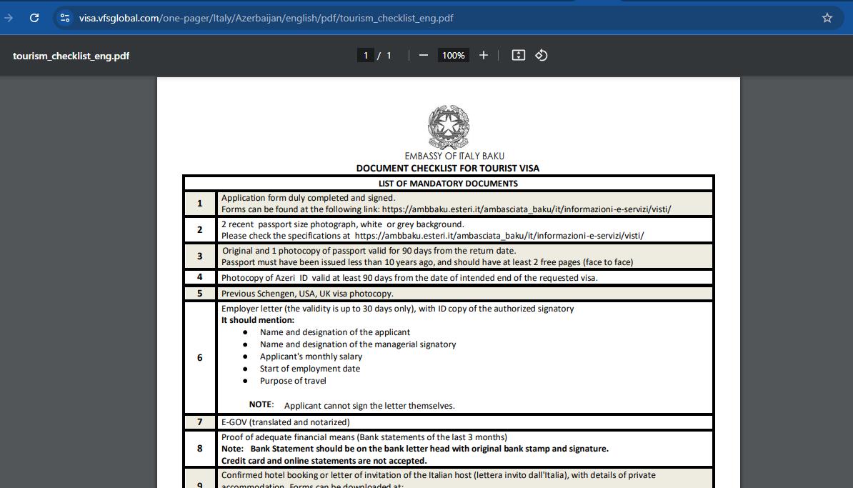 list-of-required-documents-for-italian-schengen-visa-for-azerbaijan-applicants