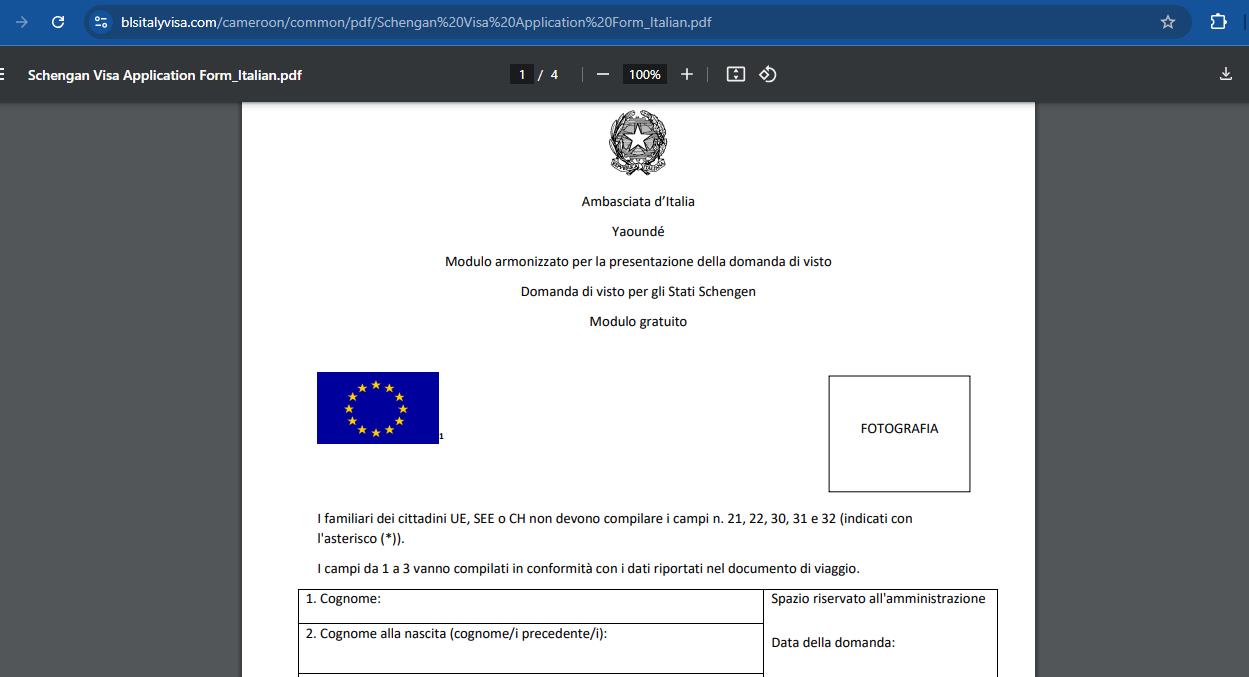 schengen-visa-application-form-for-italy-from-cameroon